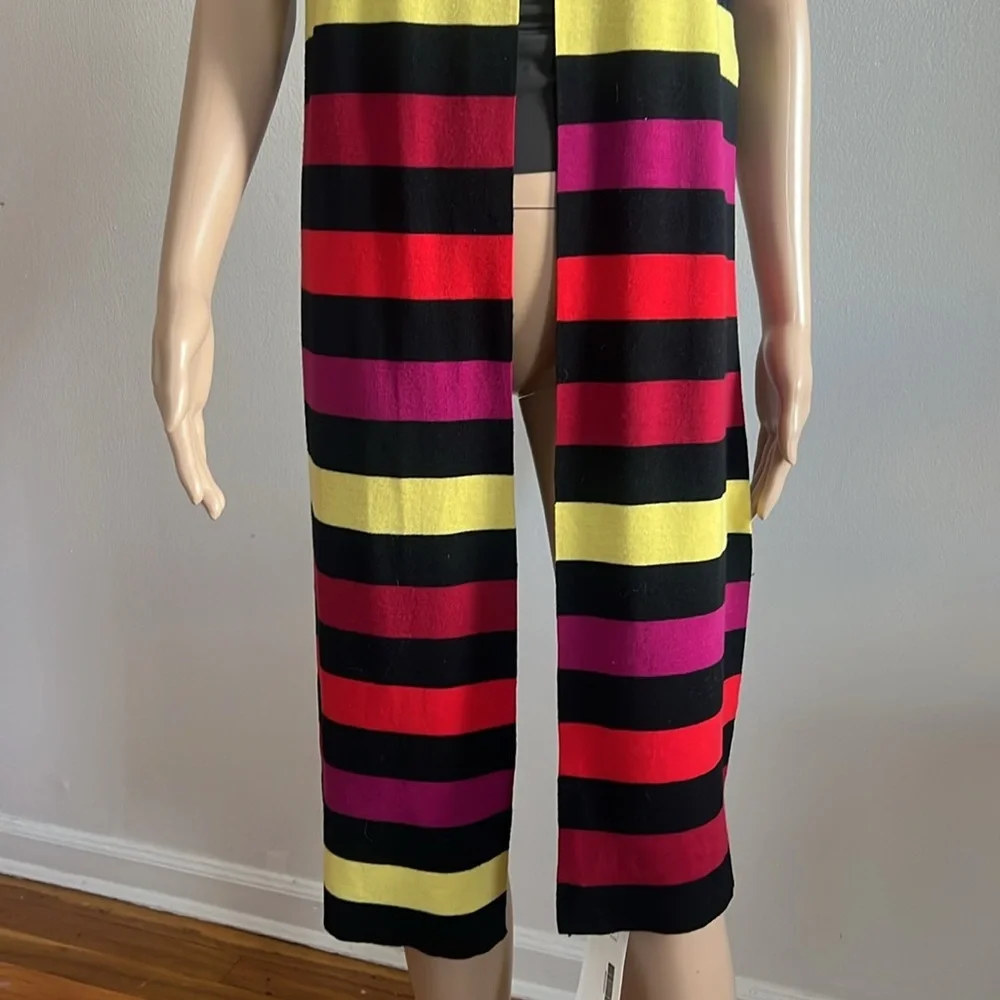 SONIA RYKIEL | RYKIEL HOMME Wool Black Multicolor Striped Long Scarf MEN’S